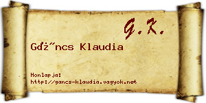 Gáncs Klaudia névjegykártya