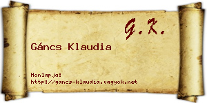 Gáncs Klaudia névjegykártya